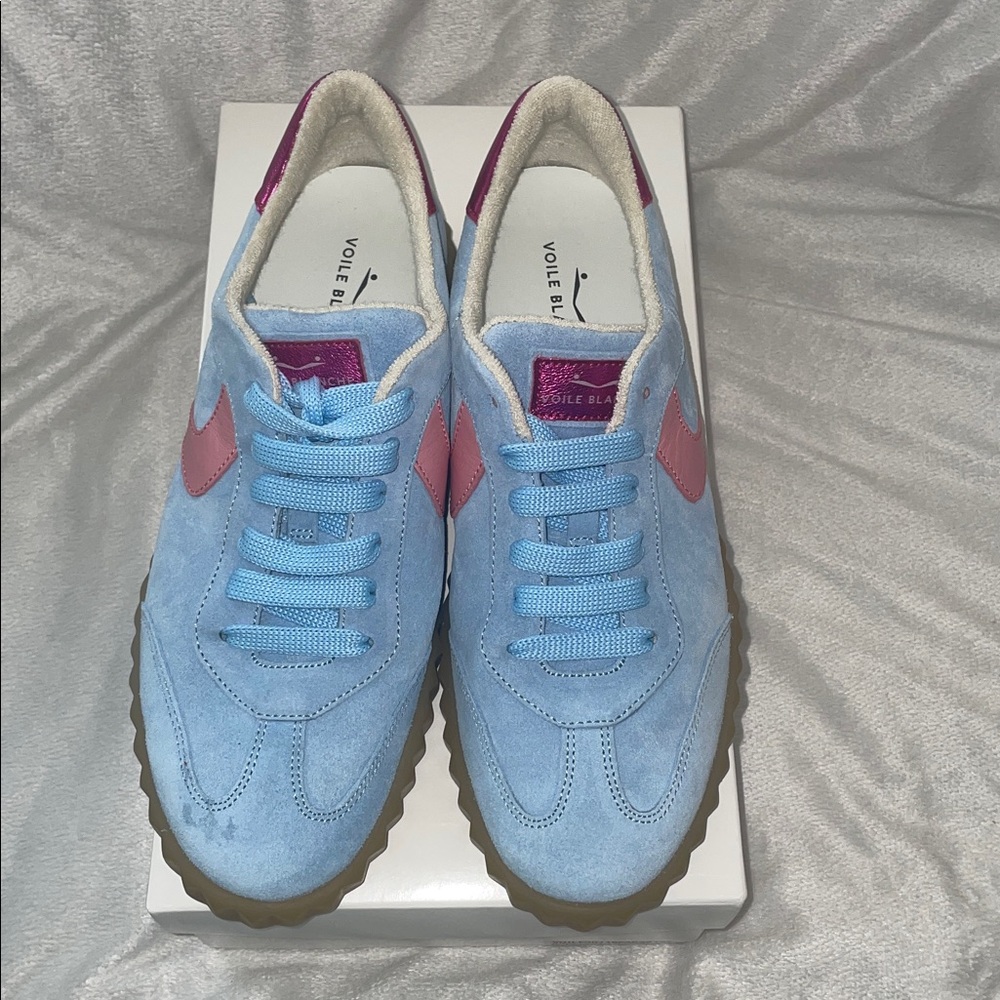 NWT VOILE BLANCHE INES Suede Sneakers in Light Blue-Pink - Picture 9 of 16